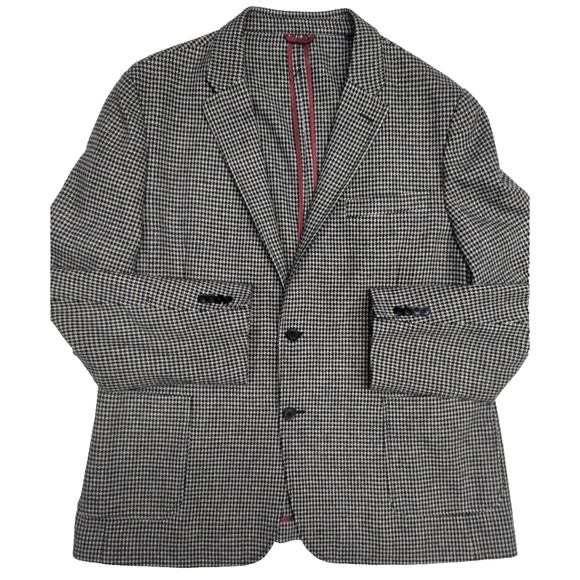 ben sherman sport coat blazer Size 46r Tweed Houndstooth 2 Button Double Vent - Picture 1 of 9